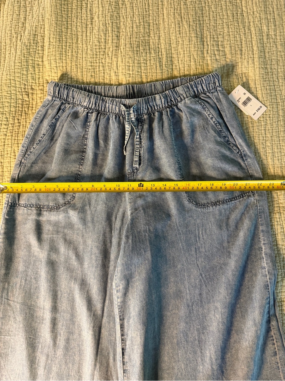 SPLENDID Angie Light Indigo Wide-Leg  Drawstring Pant with Tie  NWT’s  size Lg - Picture 9 of 16